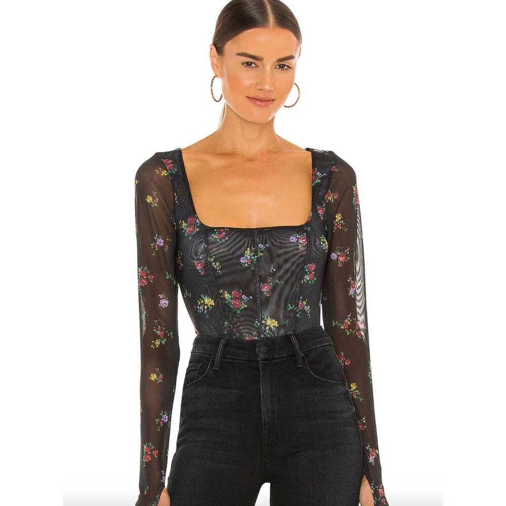 AFRM Kona Long Sleeve Corset Top. Size Small